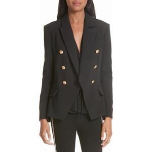 New L’’Agence Kenzie double breasted blazer in black gold buttons Sz 18 $675